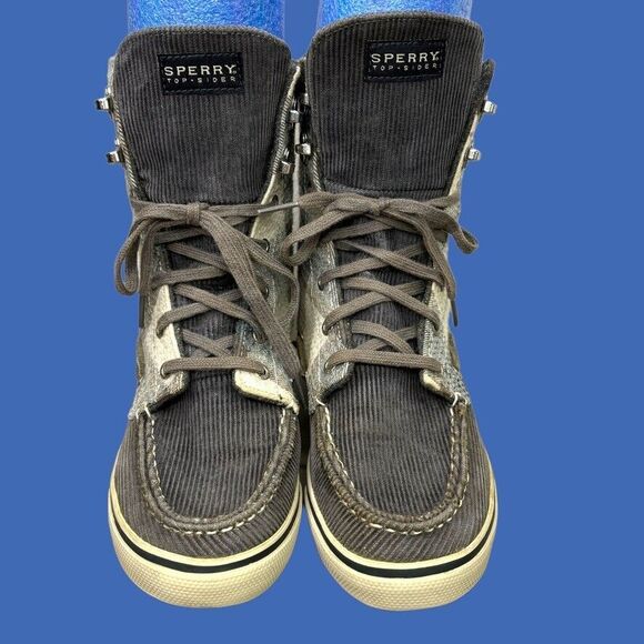 SPERRY TOP-SIDER Acklins Sequin Charcoal Corduroy Ankle Shoes Boot Womens 7M - Picture 3 of 12